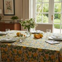 Toalha para Mesa 6 Lugares 2,00 x 1,40cm Tecido Oxford Retangular Fácil de Limpar - Limão - Visão 1