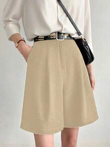 Tailored Bermuda Shorts Without Belt - Foreign Fashion - 香檳色 - 查看 1