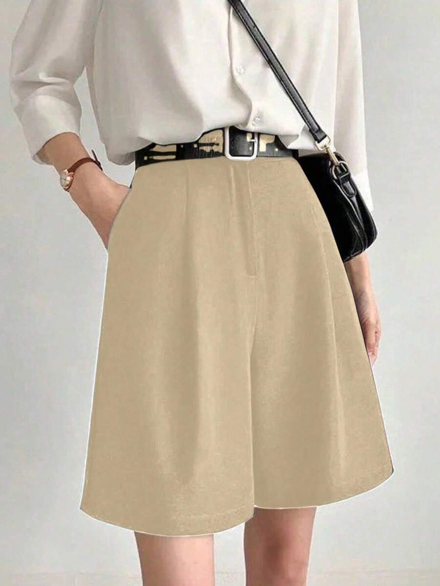Tailored Bermuda Shorts Without Belt - Foreign Fashion - 香檳色 - 查看 1