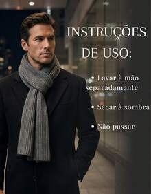Men's Wool Scarf Without Fringe Modern Casual Style - 深灰色 - 查看 4