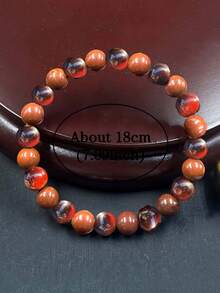 Men's Powerful Protection Bracelet, 8mm Red Tiger Eye & Red Jasper Action, Courage, Relaxation,Energy Healing Bracelet For Women Men Yoga Meditation Boho Vintage Jewelry Gifts - Multicolor - View 3