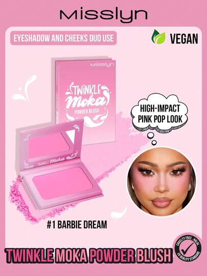 MISSLYN-Twinkle Moka Powder Blush, 1 Color Blush Palette, Pearlescent Blush (01 Matte Blush), New Year Makeup, Beginner-Friendly, Dreamy Color Blush, Long-Lasting Pigmentation, Contouring & Highlighting, Portable Size, Suitable For Travel & Outdoor Activities, Waterproof & Sweat-Resistant Blush