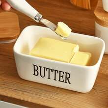 Ceramic Airtight Butter & Cheese Keeper With Lid | Multi-Use Kitchen Storage Dish To Lock In Freshness & Isolate Odours | Easy-Clean Modern Design - A - View 3