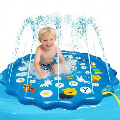 39-Inch Inflatable Water Play Mat | Water Game Mat With Sprinkler, Suitable For 3-7 Years Old Children | Summer Water Play Toy For Toddlers