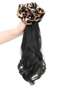 合成纤维马尾假发，复古豹纹发圈发夹，卷曲马尾 - 彩色 - 查看 10