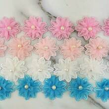 (17 chiếc/cuộn) Phụ kiện cài tóc hình hoa ngọc trai, rộng 5cm, dành cho bé gái, dùng để trang trí nhà cửa, làm thủ công DIY. - Màu sắc hỗn hợp - Xem 4