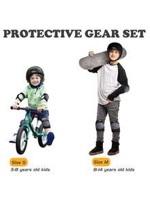 Kids Bike Helmet Protection Gear Set For Toddler Youth Adult, Bicycle Helmet Knee Pads Elbow Pads Wrist Guards For Roller Skate Skateboard Cycling Skating - Black - View 8