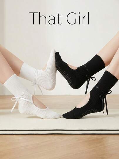 1/2/3 pares de calcetines de yoga antideslizantes para mujeres con correa, calcetines de pilates lindos para estudio de danza, deportes interiores, calcetines con puntos antideslizantes