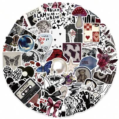 100张Y2K美学暗黑风格贴纸，Y2K市中心贴纸，Y2K礼物，复古贴纸，90年代贴纸，防水乙烯基贴纸，适用于信封、水瓶、电脑、笔记本电脑、手机、行李箱、笔记本、冰箱等。