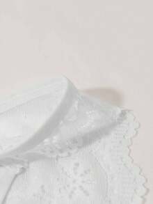 女士棉质提花蕾丝文胸内裤套装 - 白色 - 查看 8