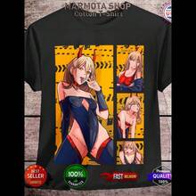 Power Waifu Ecchi Shirt Anime Tee T-Shirt Sexy Makima Kawaii Devil (8) - Black - View 8