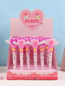 1支装返校天使翅膀心形0.5毫米按动式圆珠笔，蝴蝶图案，情人节文具，创意趣味文具礼品，学生用品，奖励笔 - 天使翅膀愛心 - 查看 3