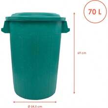 70 Liter Universal-Mülltonne mit Deckel und 2 Tragegriffen in Grün - Mehrfarbig - Übersicht 2