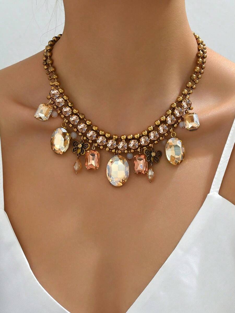 1pc Korean Collarbone Chain, New Fashion Crystal Pendant Necklace For Women - Necklace - View 1