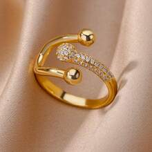 Cincin Zirkonia Silang Ganda untuk Wanita, Berlapis Emas 18K, Cincin Pernyataan, Perhiasan Pasangan, Aksesori Jari, Pemakaian Sehari-hari, Hadiah Hari Valentine - MultiWarna - View 5