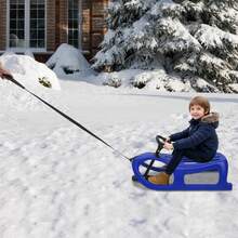 LYNICESHOP Snow Sled For Kids,SnowRush Sledge,Single Rider Racer Toboggan With Pull Rope And Steering Wheel, 220 Lbs Capacity Outdoor Plastic Winter Sleigh For Toddlers & Kids. Holiday Gift (US Stock) Faster Delivery - Blue - View 7