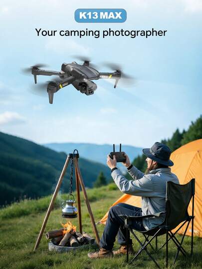 TOKQI 新款K13 MAX遥控折叠无人机，配备双摄像头，适合初学者，具备定高功能，可拍摄480p视频，一键起飞/降落，USB充电，室内/室外均可使用，适合成人和青少年。是生日或节日的理想礼物。
