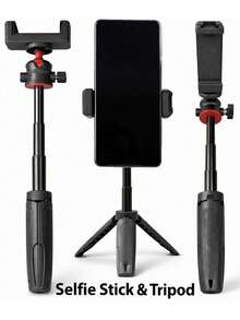 Mini Tripod With Phone Clip And Cold Shoe, Foldable Aluminum Alloy Desktop Tripod With 1/4 Inch Screw Mount, Stable Stand Compatible With Smartphone, Camera, Action Camera, Microphone And LED Light For Vlogging Travel - Multicolor - View 8