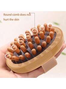 1pc Natural Wooden Hand-Held Massage Brush, For Muscle Relaxation, Sauna SPA Head Massage Gua Sha - Multicolor - View 12