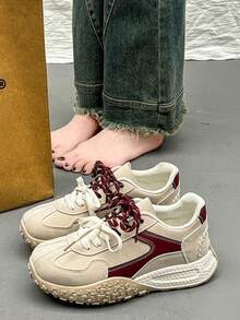 女士新款运动鞋，厚底校园风休闲鞋，2026春秋款，百搭运动休闲鞋，优雅女士运动鞋，厚底运动鞋，2026春季款 - 紅色 - 查看 5