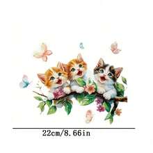 1个/2个/3个可爱猫咪图案热转印贴纸，经久耐用，适用于DIY T恤、连帽衫、牛仔裤、卫衣、背包、夹克、手提包、枕头等。 - L+S - 查看 4