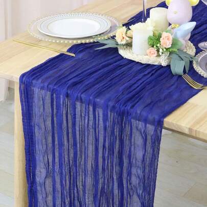 1 pieza Cheesecloth Azul Marino Camino de Mesa, 10 pies/1.9 m, 4 m, 3 metros Mantel Transparente, Mantel Semitransparente, Mantel de Estilo Bohemio de Cheesecloth, Mantel de Boda, Adecuado para Fiesta, Decoración de Ducha Nupcial, Aplicable para Boda, Fiesta Nupcial, Banquete, Aniversario, Arco de Boda, Recepción, Buffet de Postres, Fondo de Postres, Actuación, Fotomatón, Ceremonia y talla grande