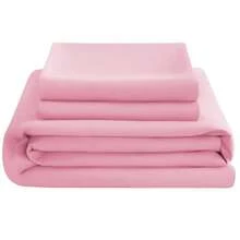 3pcs Solid Color Fitted Sheet Set  With 1pc Fitted Sheet+2pcs Pillow Case Without Filler, Modern Soft Bedding Set For Household Sheet Deep Pocket Up To 15 Inch - 粉色 - 查看 5