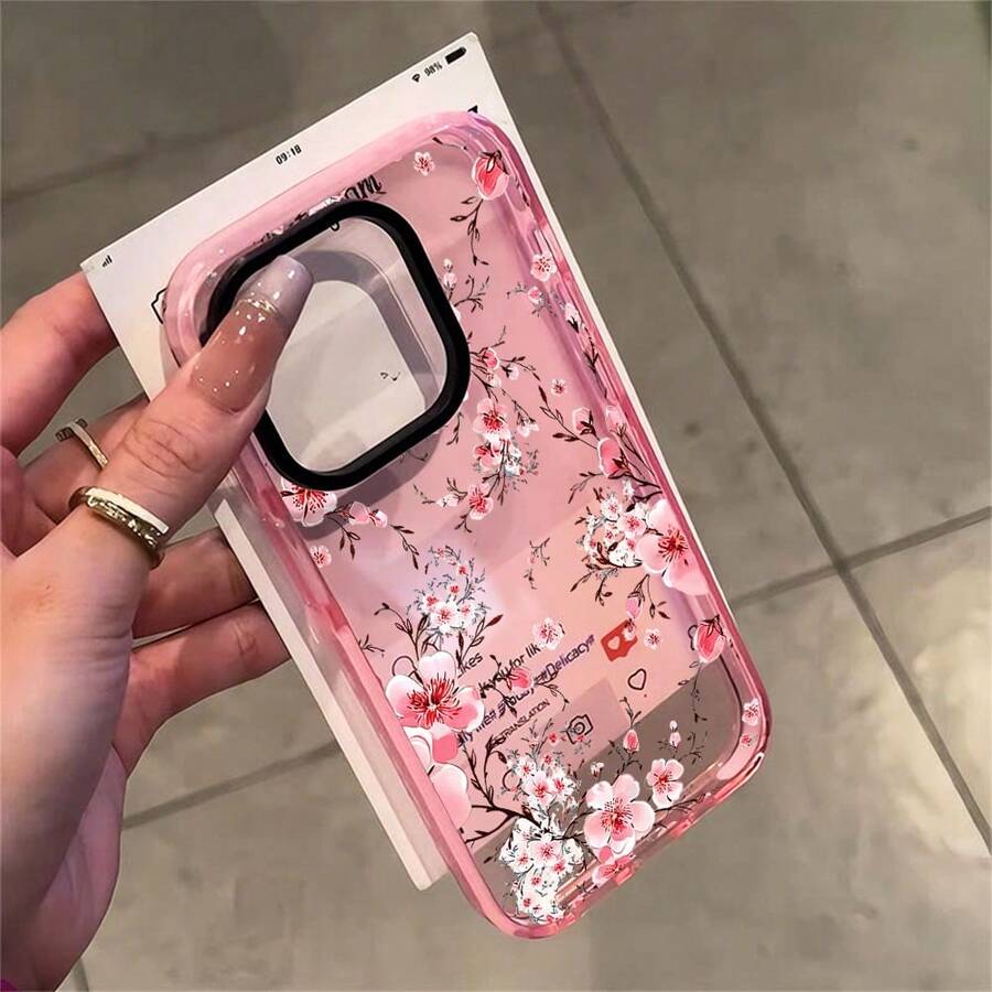 1PC Pink Cherry Blossom Phone Case, Watercolor Style, Phone Case For IPhone 17 Pro Max 17 Air 17Pro 16 15 14 13 12 11 Pro Max, Floral Gift, Spring Blossom Design, Delicate Pink Flowers Theme, Artistic Floral Pattern, Cherry Blossom Lover Present - 珊瑚粉 - 查看 1