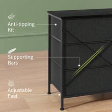 Mueble para TV con 8 Cajones de Tela y Tapete Superior de Madera | Organizador Ancho para Clóset con Estructura Metálica | Ideal para Dormitorio, Sala o Pasillo, Medidas: 160 x 68 x 35 cm - Negro - Ver 6