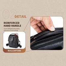Leather Shoulder Bag/Crossbody Travel Bag For Men And Women, Small Messenger Bag, Cell Phone Pocket, Shoulder Holster, Passport Holder - 黑色 - 查看 5