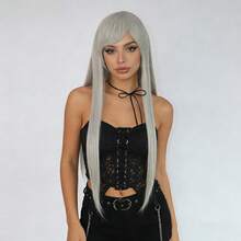 Must-Have Long Straight Wig For Dates & Shopping | Light Blonde/Silver White | Realistic Synthetic Wig For Everyday - Multicolor - View 2
