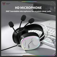 ONIKUMA Wired X Series Gaming Headset, Wired RGB Lighting, Noise Isolation Design, Suitable For PC Gaming, Dual Interface For Multi-Device, High-Fidelity Sound Quality, USB + 3.5mm Dual Connector, Applicable To Desktop And Laptop, Illuminating Effect - Multicolor - View 11