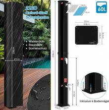 Solar Shower 35/40/60 L Garden Shower Camping Pool Rain Shower Pool Shower Outdoor Shower Up To 60°C, Incl. 360° Shower Head, Tap, Garden Hose Connection & Protective Cover - Black - View 12