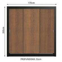 Ropero Closet Madesa Monaco 3 Puertas Color Negro y Marrón - Negro y Marrón - Ver 3