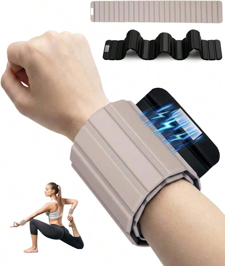 Pesas para Muñecas y Tobillos Magnéticas, [1 par, 2,2 LB], Spopal Pesas Ajustables de Silicona para Muñecas, Pesas Tobillos Impermeables para Yoga, Natación, Pilates, Footing - Morado + Naranja - Ver 1