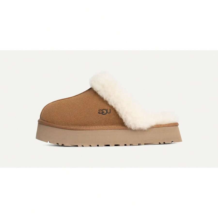 UGG Disquette Slipper Women Chestnut Suede Sheepskin Platform  1122550-CHE - 白色/棕色 - 查看 1