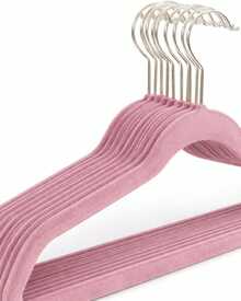 Set de 10 ganchos para ropa de terciopelo Calidad Premium Gancho 360 grados para Camisas Sacos Chamarras Pantalones Pants y Ropa - Rosa - Ver 7