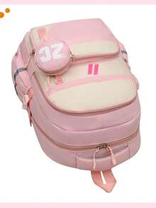 New Lightweight Ergonomic Backpack, Large Capacity Casual Schoolbag For Students - Pink - View 3