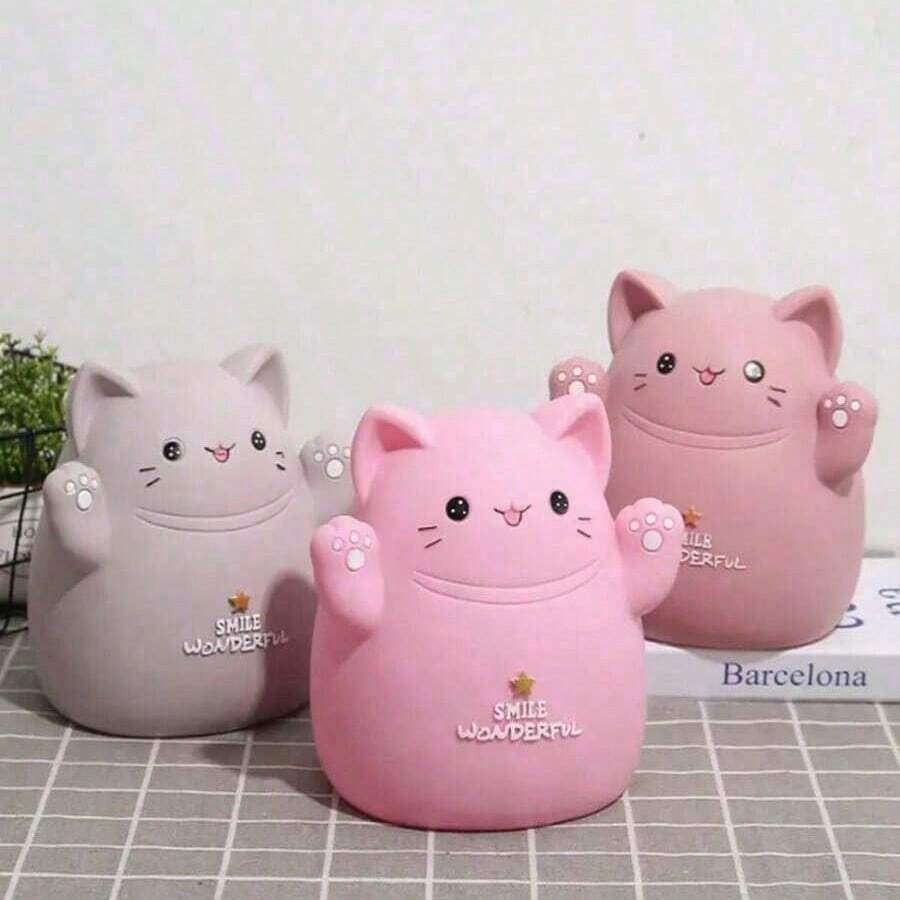 Hucha de gato de dibujos animados linda - Material de vinilo, resistente a caídas, adecuada para decoración del hogar o regalos, decoración del hogar | Diseño de gato de dibujos animados | Diseño anti-caída, regalo para amantes de los gatos - hucha - Ver 1