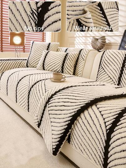 1pc Thick Soft Warm Flannel Sofa Cushion Cover, Modern Simple Non-Slip Warm Sofa Seat Pad, Dust-Proof Washable Sofa Slipcover, Fresh Stylish Soft Fade-Resistant Pet-Friendly Protector Fit For Bedroom, Office, Living Room Combination Furniture, L-Shaped Sofa And 1/2/3/4 Seat Sofa