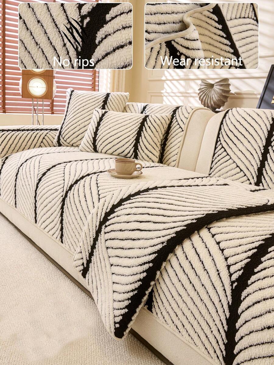 1件加厚柔软保暖法兰绒沙发垫套，现代简约防滑保暖沙发座垫，防尘可水洗沙发套，清新时尚柔软防褪色宠物友好型保护套，适用于卧室、办公室、客厅组合家具、L型沙发和1/2/3/4座沙发