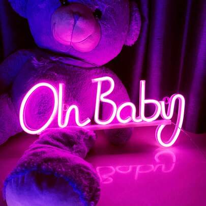 1pc Reusable LED Wall Decor Neon Sign "Oh Baby" - Infinite Glow Function, Home Decor, Birthday Party, Girls Bedroom, Party, Bar, Camping, Children's Day, Valentine's Day, Mother's Day, Christmas And Other Holiday Decoration, 39.5cm/15.5in