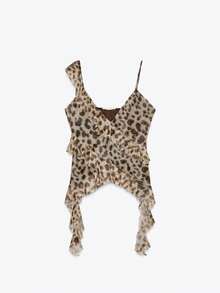Mellowy New Spring/Summer Women's Layered Decorative Printed Chiffon Top - Animal Print - View 2