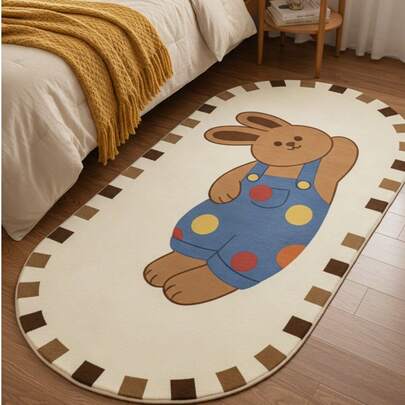 1pc Brown Rabbit Pattern Floor Mat, Decorative Carpet, Bedroom Decor, Small Rug, Carpet, Home Decor, Living Room Carpet, Living Room Small Rug, Bedroom Rug, Living Room Home Decor, Outdoor Rug, Washable Carpet