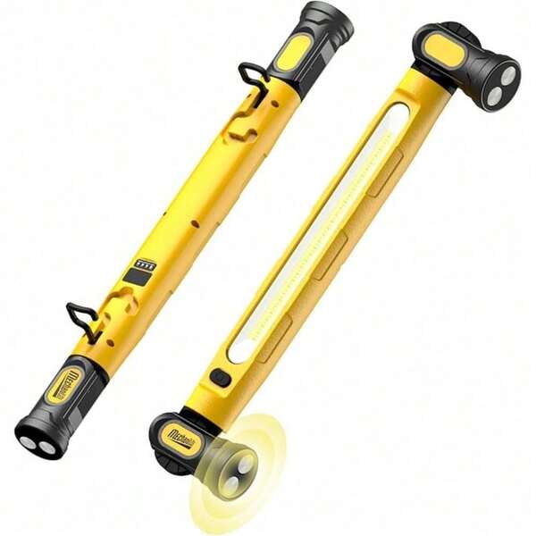Under Hood Work Light Bar, 3000LM LED Magnetic Light Bar With Hooks, 5200mAh Cordless Rechargeable Hood Light For Mechanic/Car Repairing/Garage-Yellow