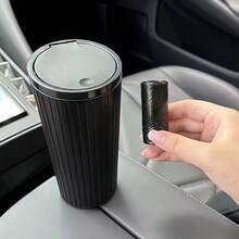 Papelera redonda de alta calidad para el coche con tapa, caja de almacenamiento de basura para el coche, diseñada para adaptarse a la mayoría de los portavasos y reposabrazos, adecuada para el almacenamiento en el coche, el hogar, los viajes por carretera y las salidas familiares, un accesorio esencial para todo propietario de automóvil, un regalo perfecto para nuevos conductores y entusiastas de los viajes por carretera, accesorio de decoración interior del coche - Multicolor - Ver 7