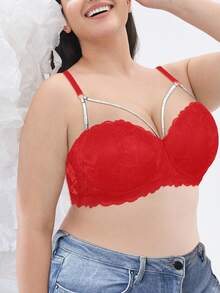 Women Lace Underwire Push Up Bra - Enhancing Lift Side Support, Sexy & Comfortable - Red - View 9