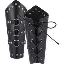 Faux Leather Arm Guards Adjustable Medieval Bracers Gauntlet Wrist Protector With Buckle Cosplay Costume Armor For Men Women - 1 - View 2