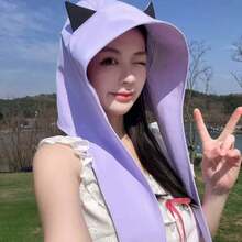 1pc Women's Demon Shawl Hat, Sun Protection, Suitable For Daily Travel And Festivals - A - View 2