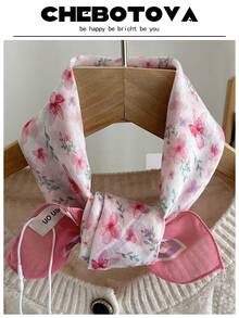 1条女士纹理小围巾/手帕/头巾，多功能印花亚麻围巾/颈巾/手帕，欧美风格，适合夏季沙滩裙 - 彩色 - 查看 33